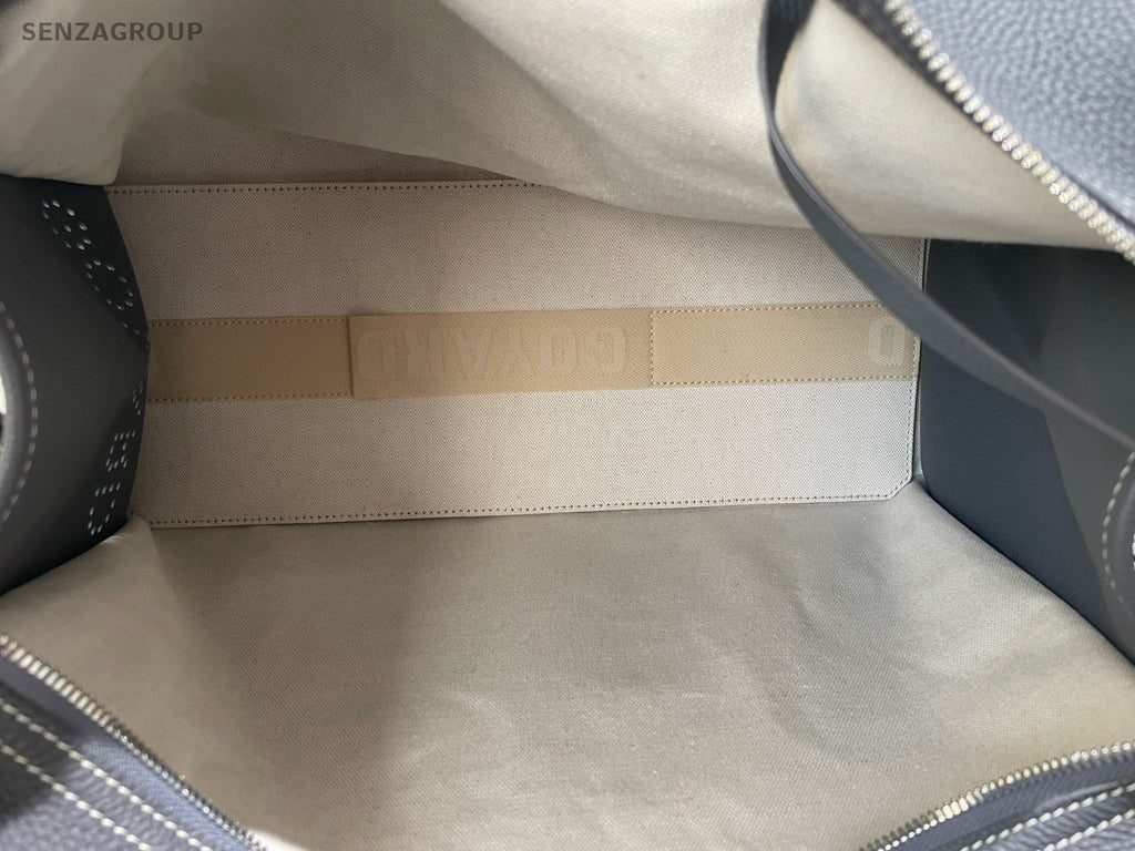 Goyard Hardy Tote PM Canvas Calfskin Shoulder Bag Gray Silver Unisex Adults
