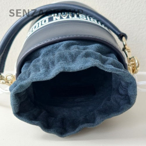 Christian Dior Vibe Mini Bucket Top Handle Bag Crossbody Blue Gold Women Classic