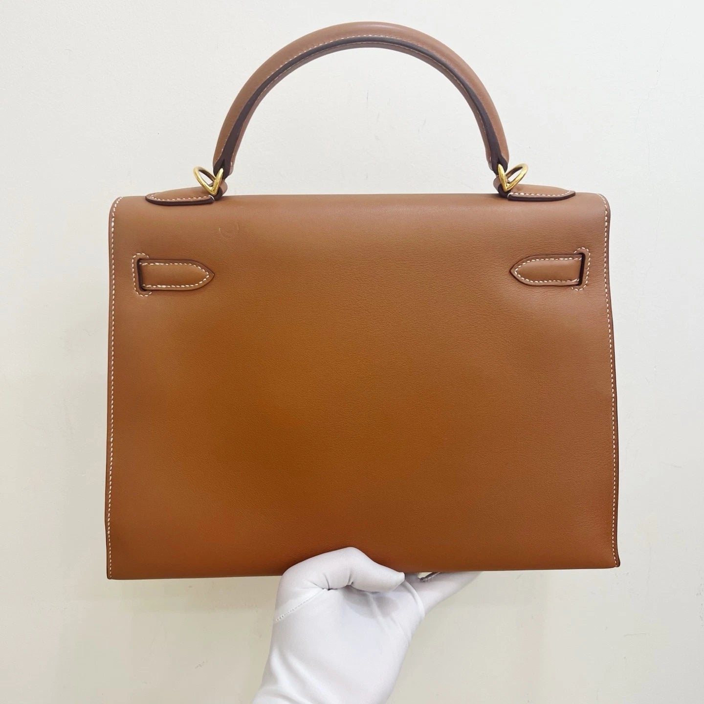 Hermes Kelly32 Top Handle Shoulder Bag Brown Gold Used Women Classic Fashion