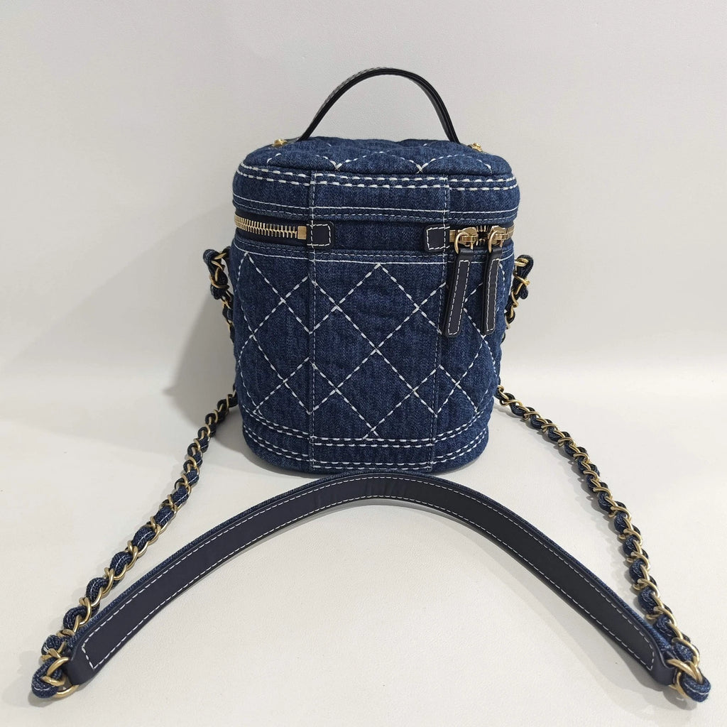 CHANEL Denim Topstitch Bucket Bag For Women