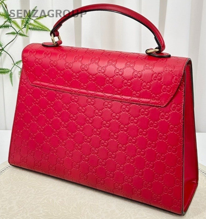 GUCCI Padlock Top handle 2WAY Shoulder bag Crossbody Red