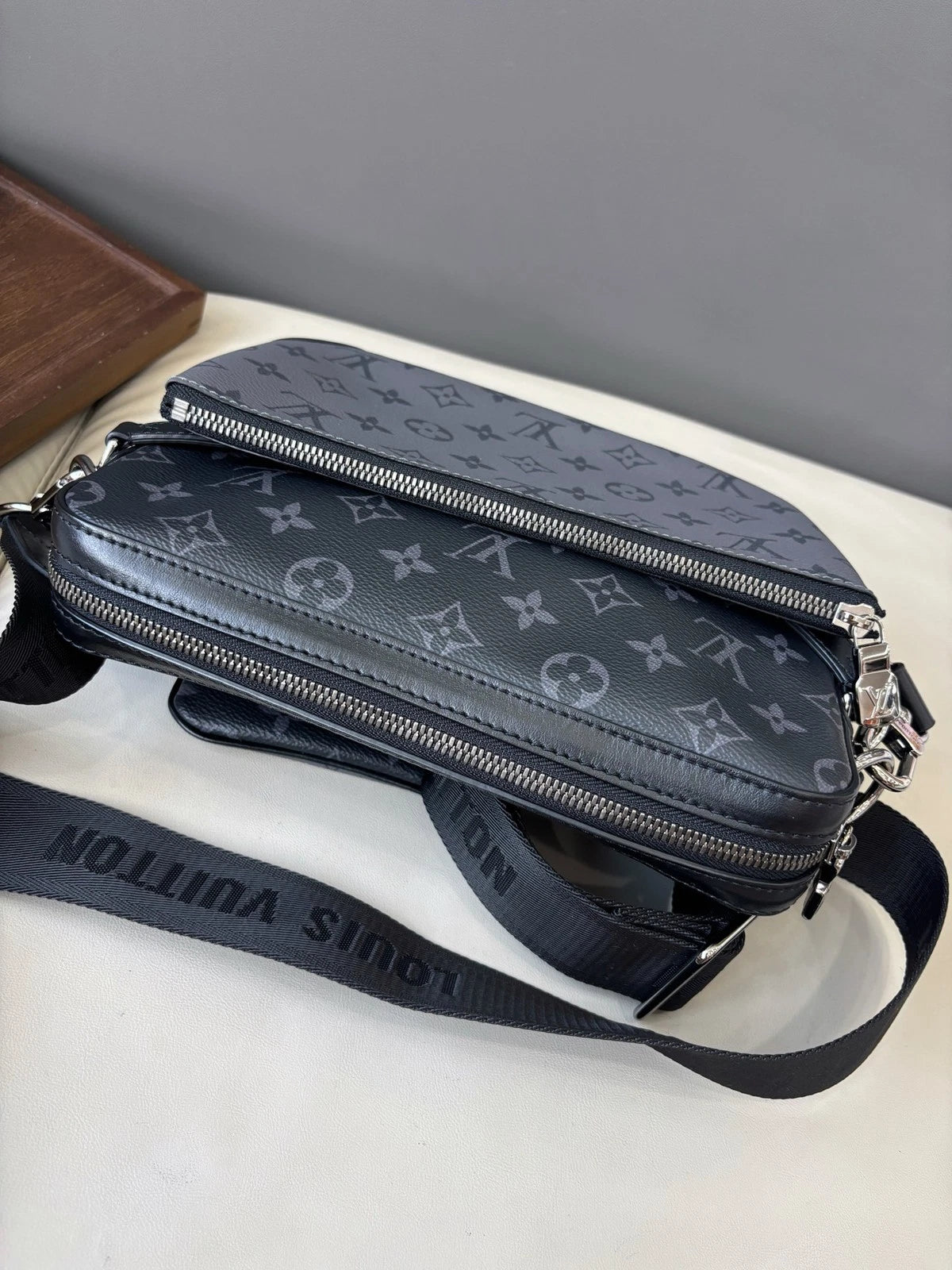 Louis Vuitton Trio Monogram Canvas Black Shoulder Bag Crossbody Messenger Bag