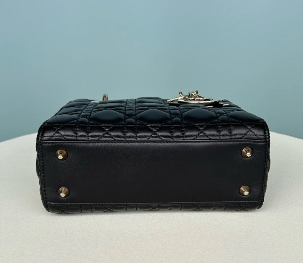 Christian Dior Lady Dior Lambskin Top Handle Bga Shoulder Bag Black Women