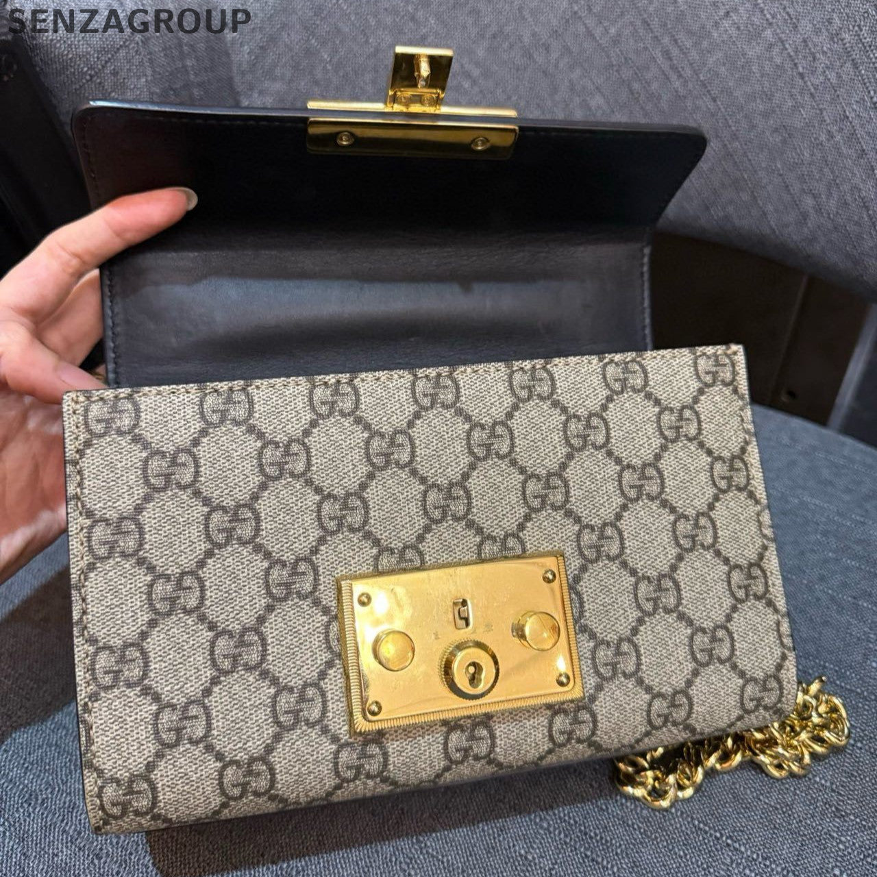 Gucci Padlock Small Chain Shoulder Bag Brown Classic Women's