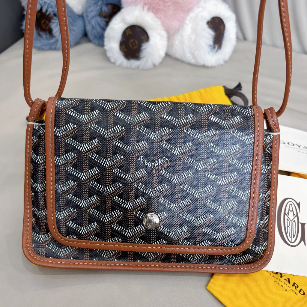 Goyard Plumet Pocket 2Way Shoulder Crossbody Brown Silver Used Women Classic
