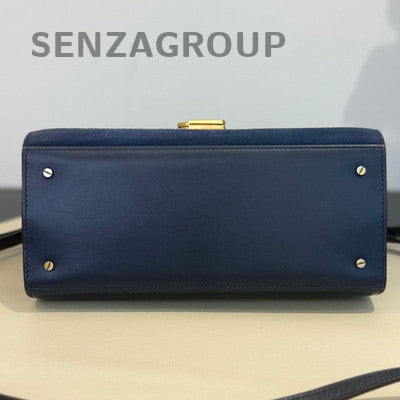 Saint Laurent Cassandra Medium Navy Blue Leather Suede Shoulder Crossbody Bag