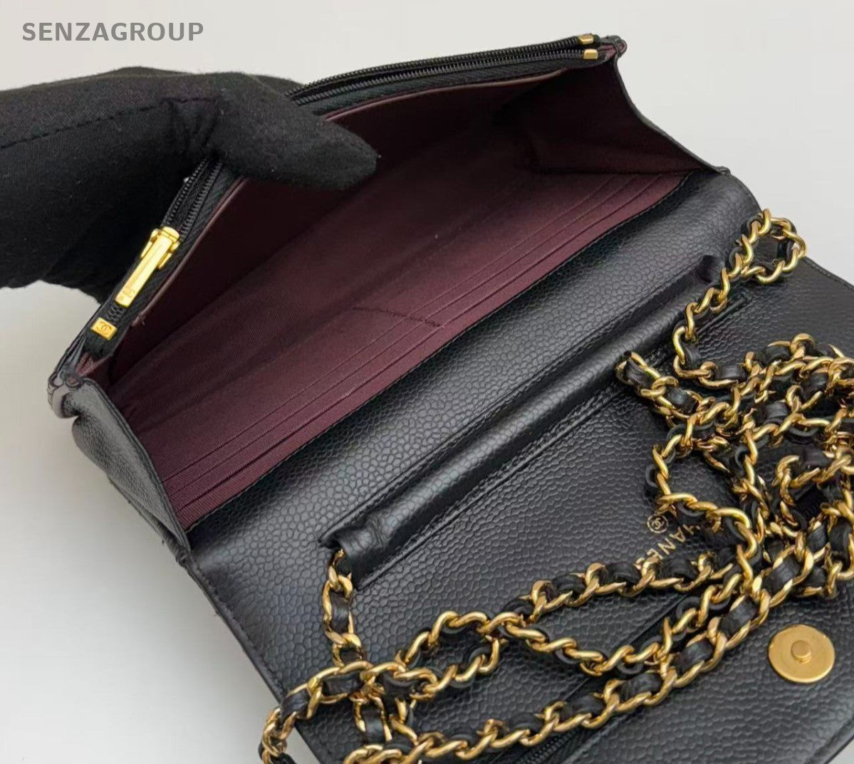 CHANEL Woc Diamond Pattern Calfskin Chain Shoulder bag Black Gold Women Classic