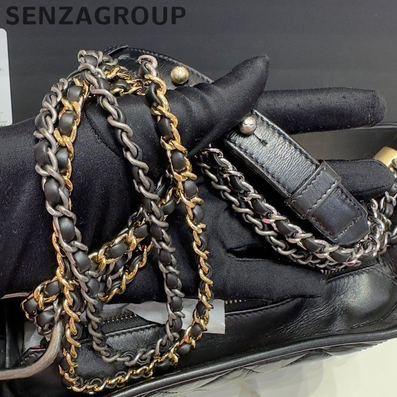Chanel Black Gold Gabrielle Hobo Small Chain Shoulder Bag Quilted Classic