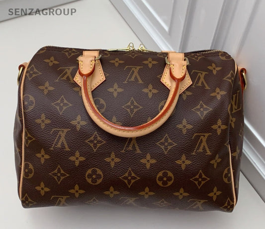 Louis Vuitton Speedy25 Monogram Top Handle Bag Crossbody Women Brown Gold