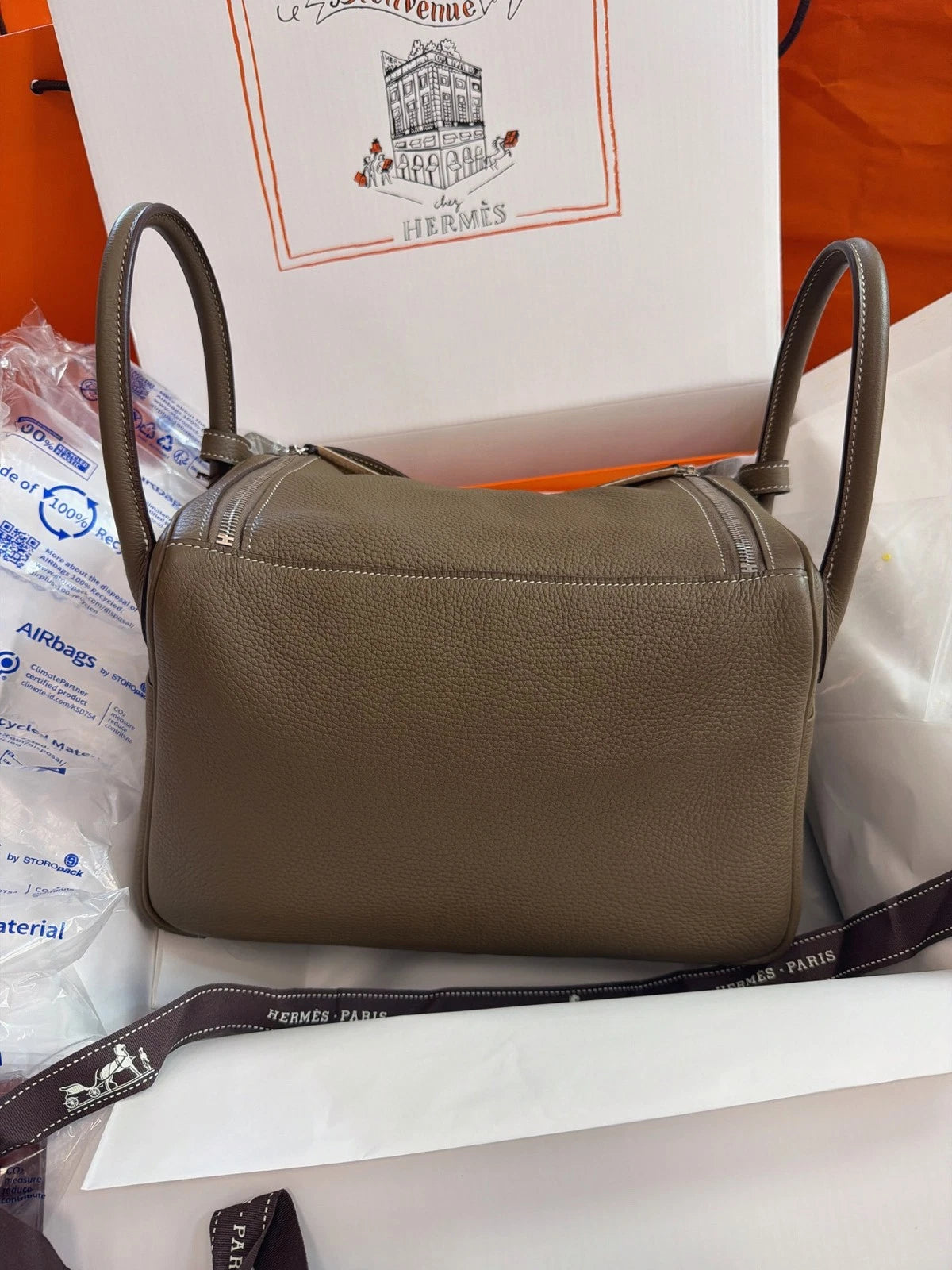 Hermes Lindy 30 Top Handle Bag Grey Sliver Women Classic