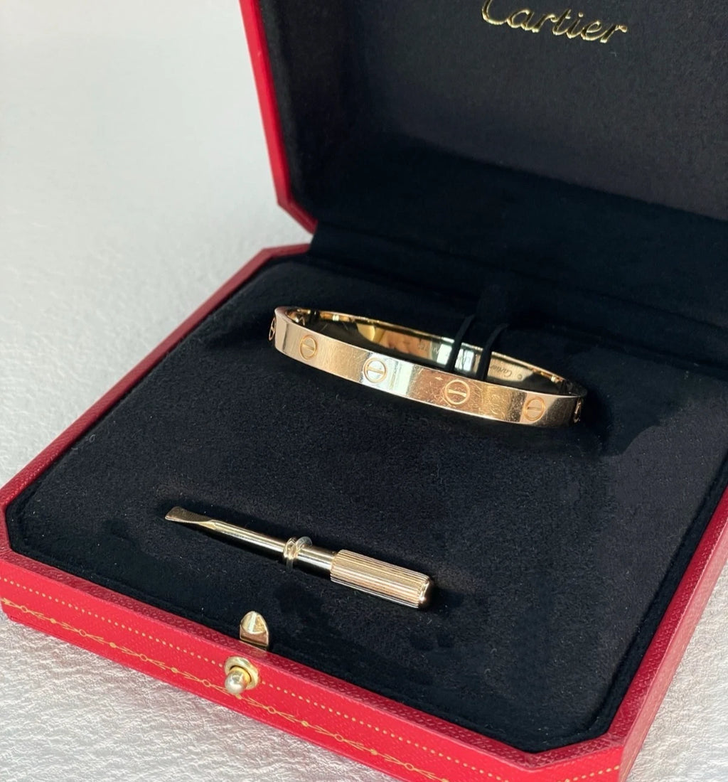 Authentic Cartier Love Classic Bracelet 18k Rose Gold Bangle Size17