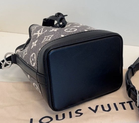 Louis Vuitton Nano Noe Monogram Bucket Top Handle Crossbody Gray Black Women