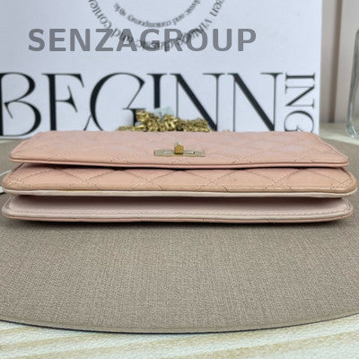 Chanel 2.55 Pink Calfskin WOC Gold Chain Crossbody Bag