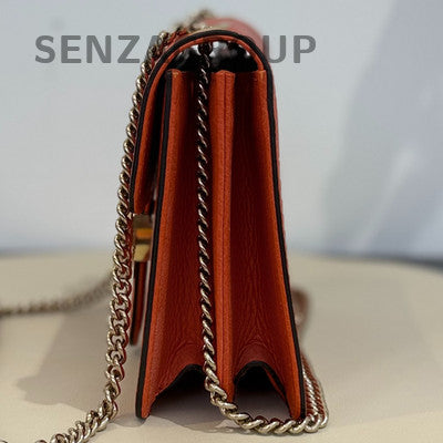Gucci Orange GG Marmont Shoulder Bag with Gold Chain