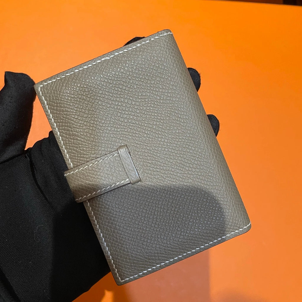 Authentic Hermes Wallet Epsom Clutch Grey Gold Hardware