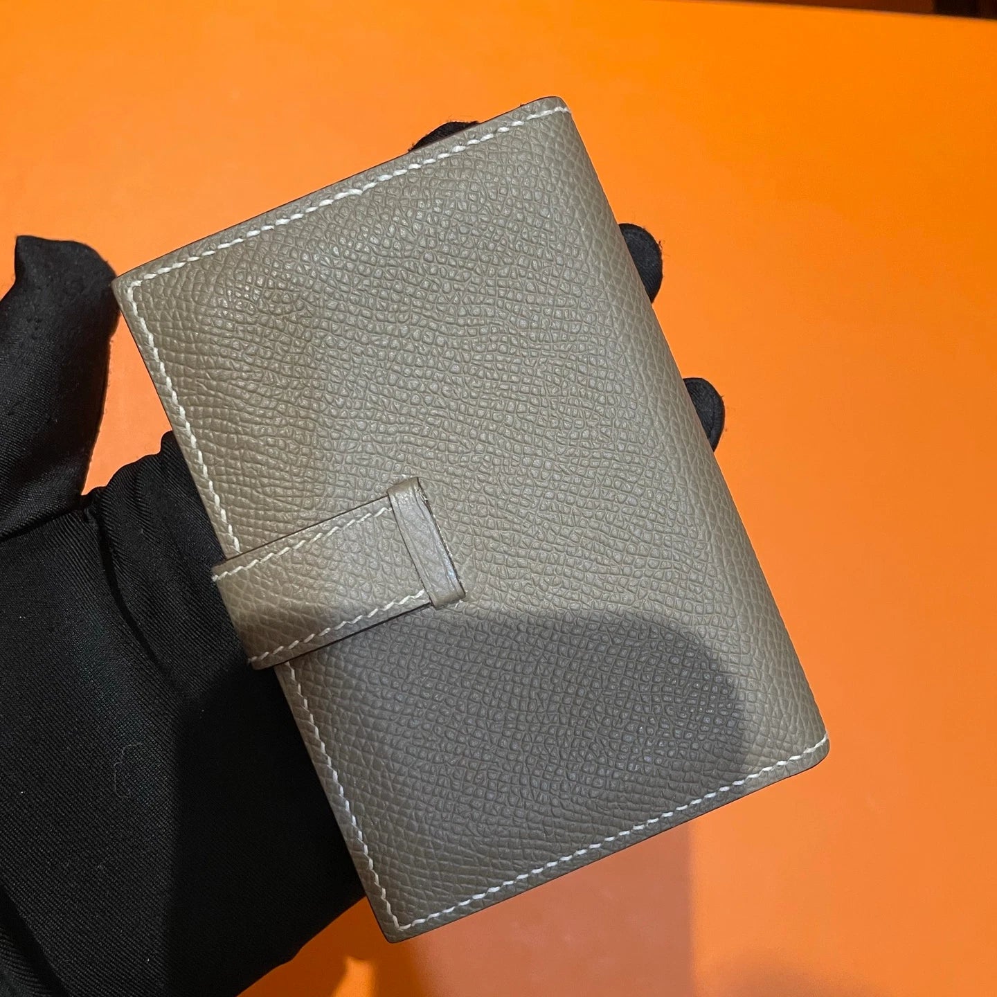Authentic Hermes Wallet Epsom Clutch Grey Gold Hardware