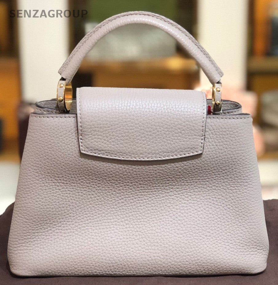 Louis Vuitton Capucines BB Top Handle Calfskin 2way Shoulder Handbag Gray Gold