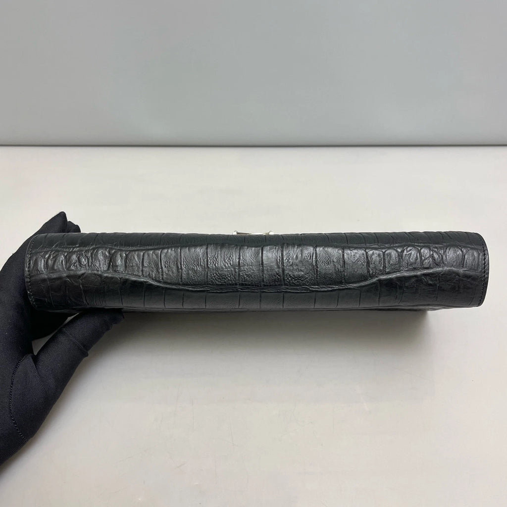 Saint Laurent Kate Clutch Black Silver Used Women Classic