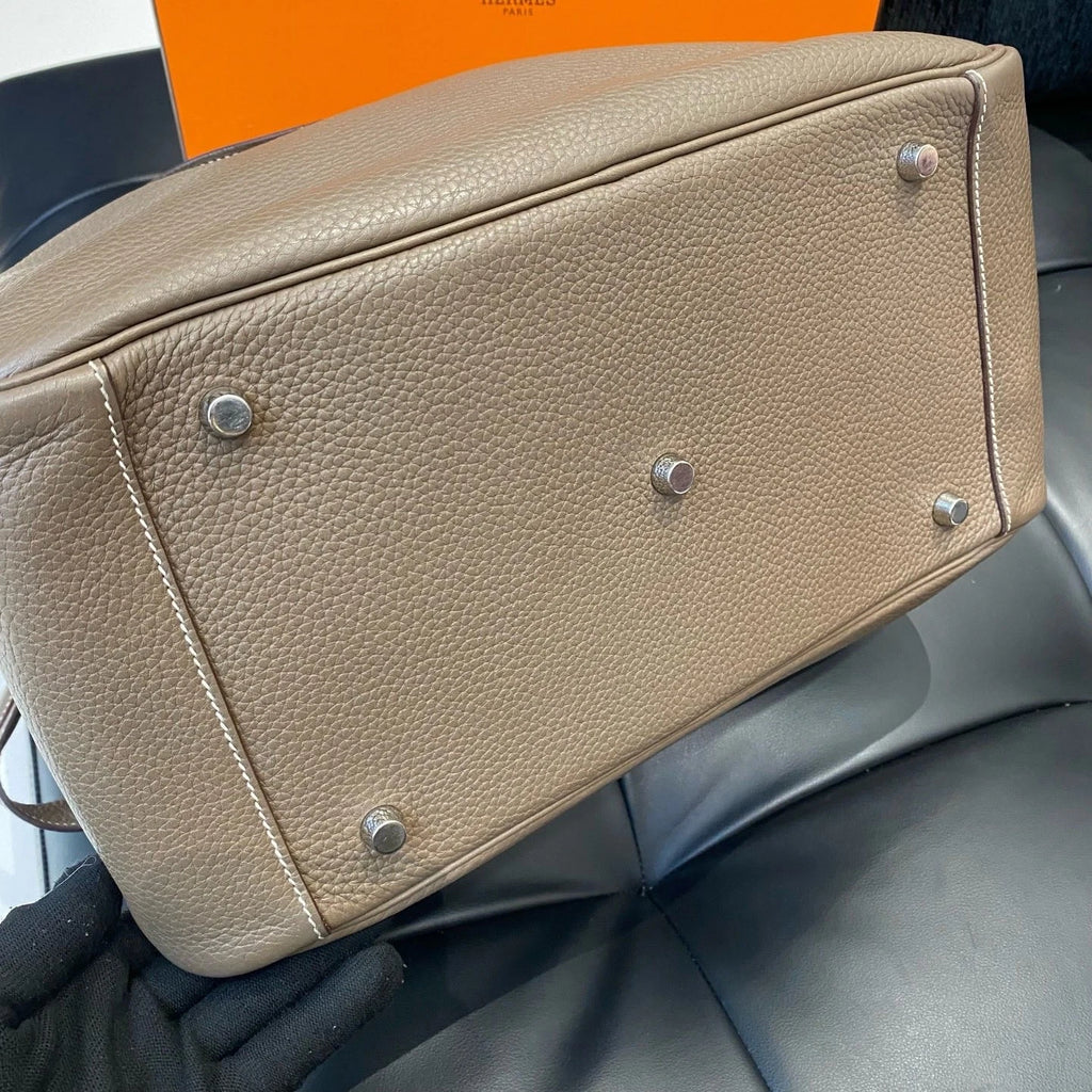 Hermes Lindy34 Top Handle Shoulder Bag Gray Silver Women Classic Fashion