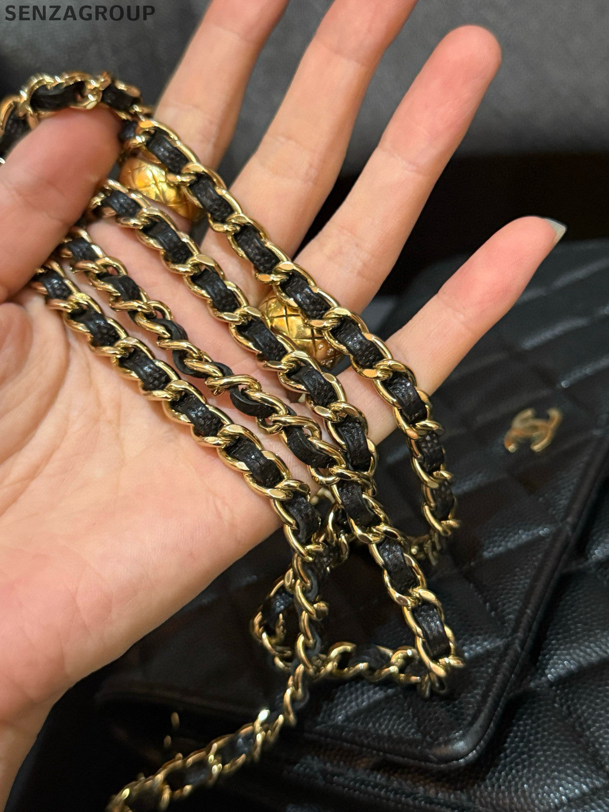 Chanel Black Gold WOC Chain Shoulder Crossbody Bag Quilted Classic