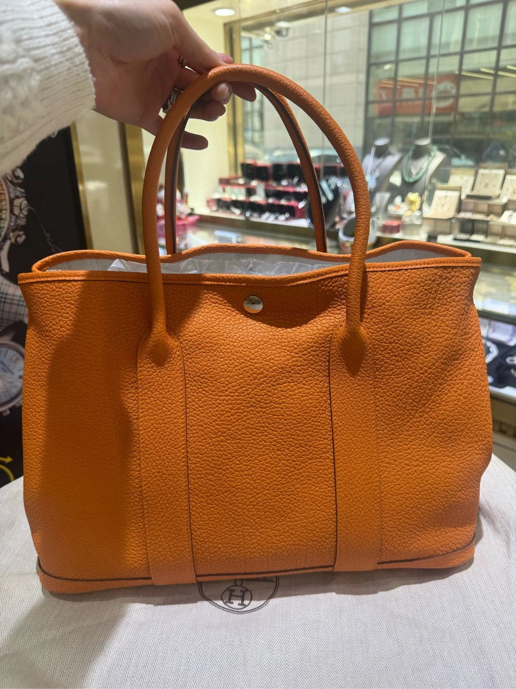 Hermes Orange Garden Party 36 Handbag Tote For Women
