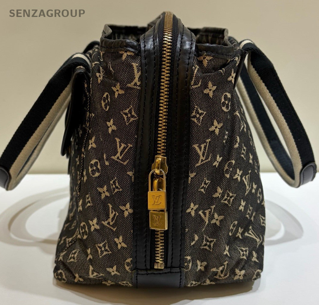 Louis Vuitton Monogram Tote Black Gray Gold Top Handle Bag Women Classic Vintage