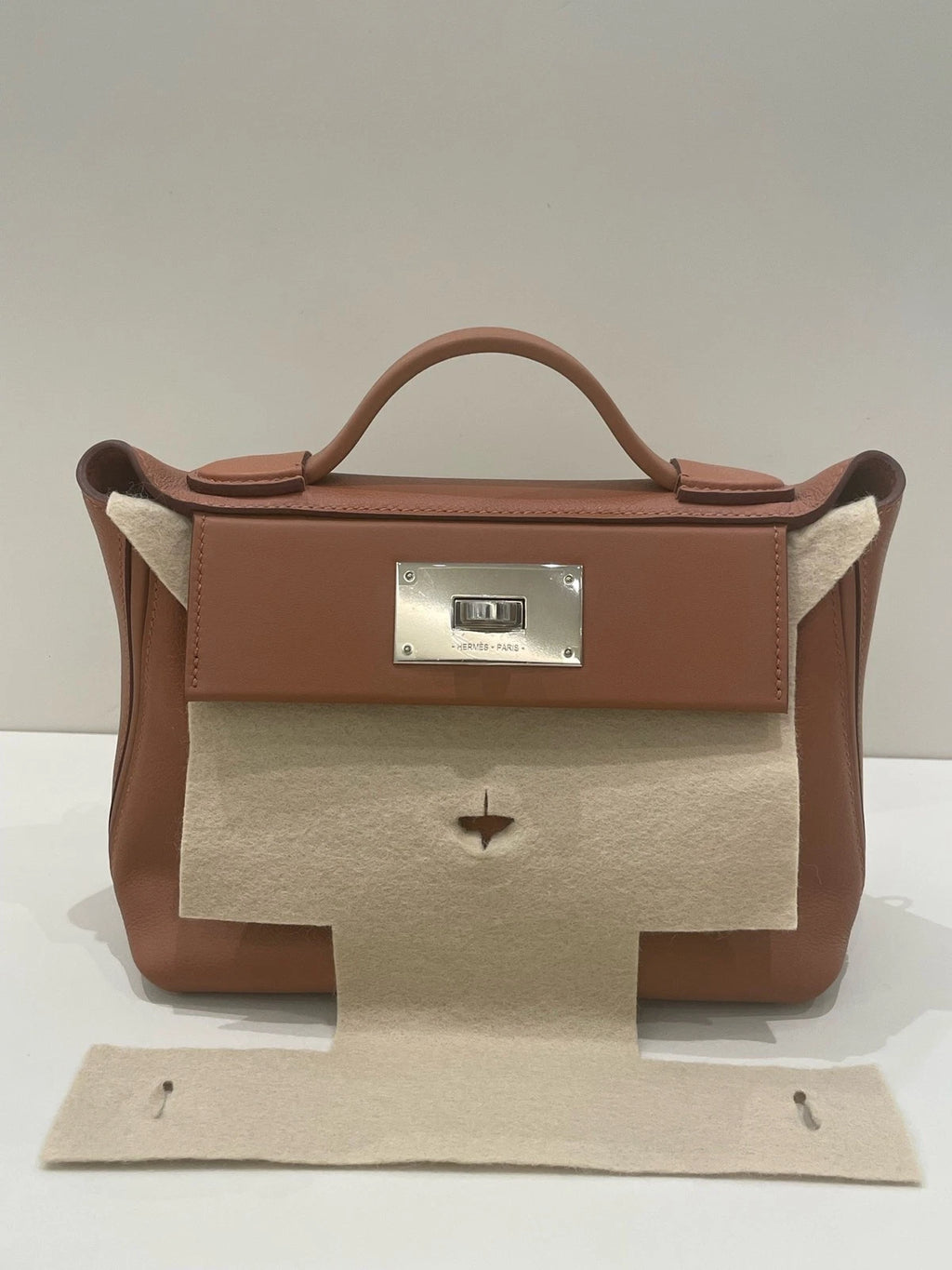 Hermes 2424 Mini Gold Brown Leather Handbag For Women