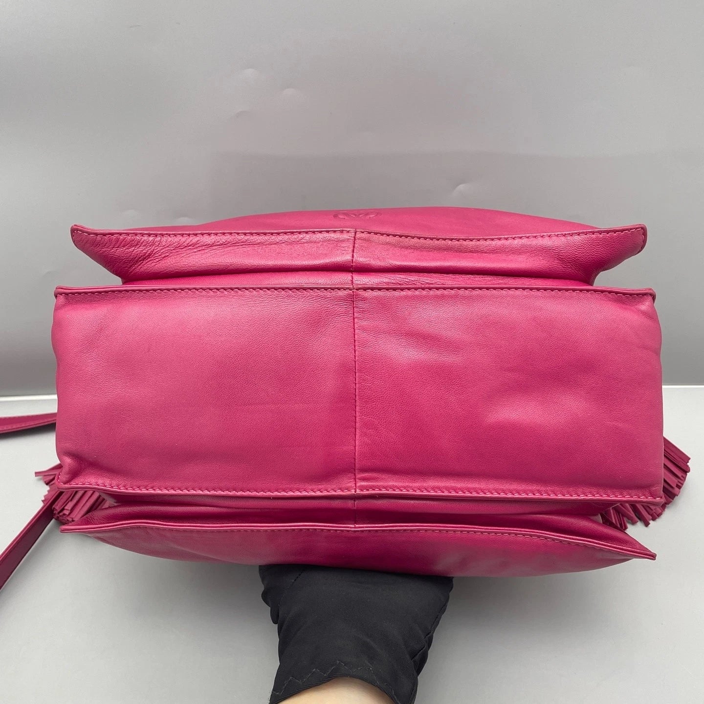 Loewe Pink Leather Fringe Bucket Bag For Women
