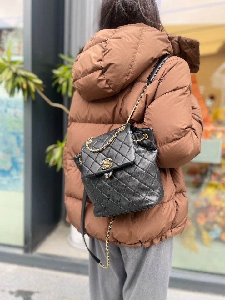 CHANEL 19Bag Black Gold Backpack For Women