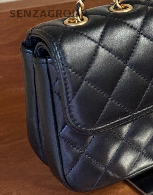 Chanel Egypt Series Classic Flap Chain Shoulder Bag Black Gold Used Women