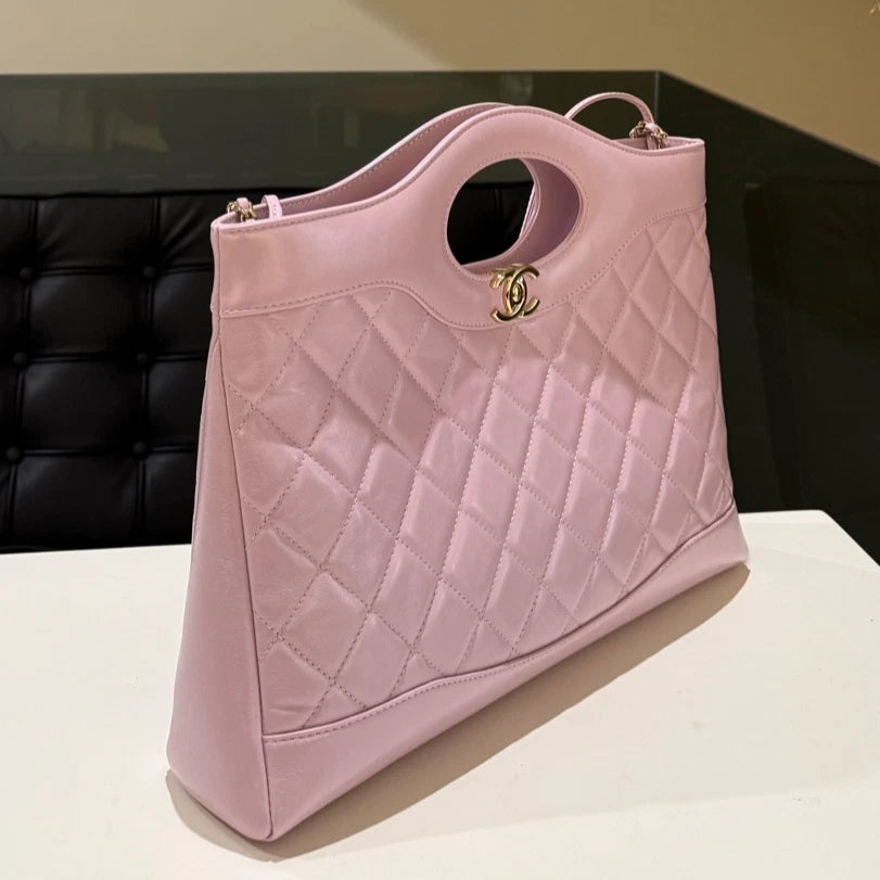 Chanel 31bag Diamond Chain Top Handle Crossbody Pink Gold Women