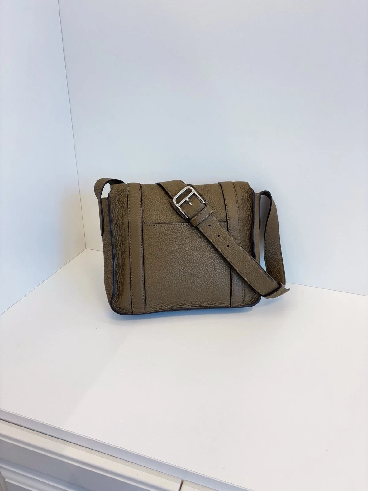Hermès Steve 27 Small Crossbody Messenger Bag Grey Green