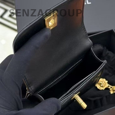 Chanel Classic Black Gold Quilted Chain Shoulder Crossbody Bag