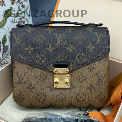 Louis Vuitton Pochette Metis Monogram Backpack Brown Gold Hardware Classic Women