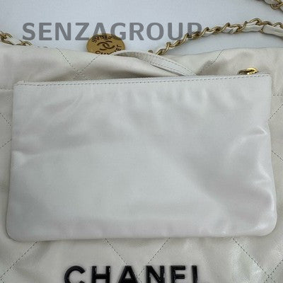 Chanel 22 Bag Small White Quilted Calfskin Chain Shoulder Bag