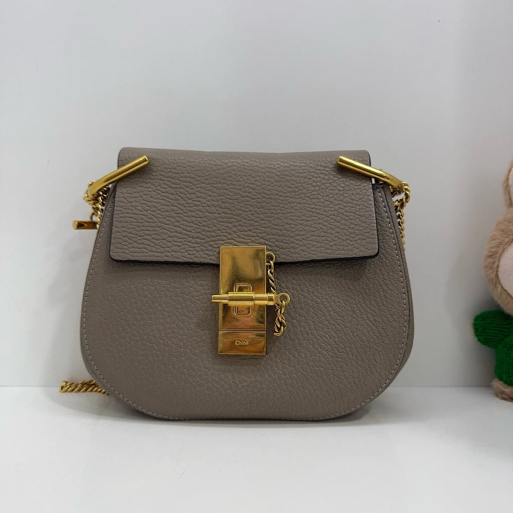 Chloe Gray Leather Mini Shoulder Crossbody Bag for Women