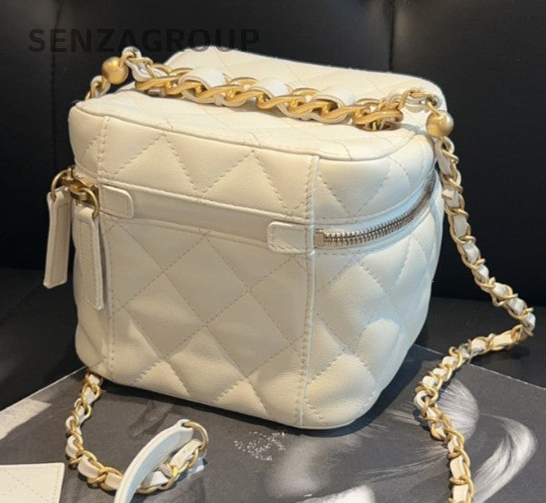 CHANEL 22S Box mini Chain Strap Crossbody bag White Gold Women