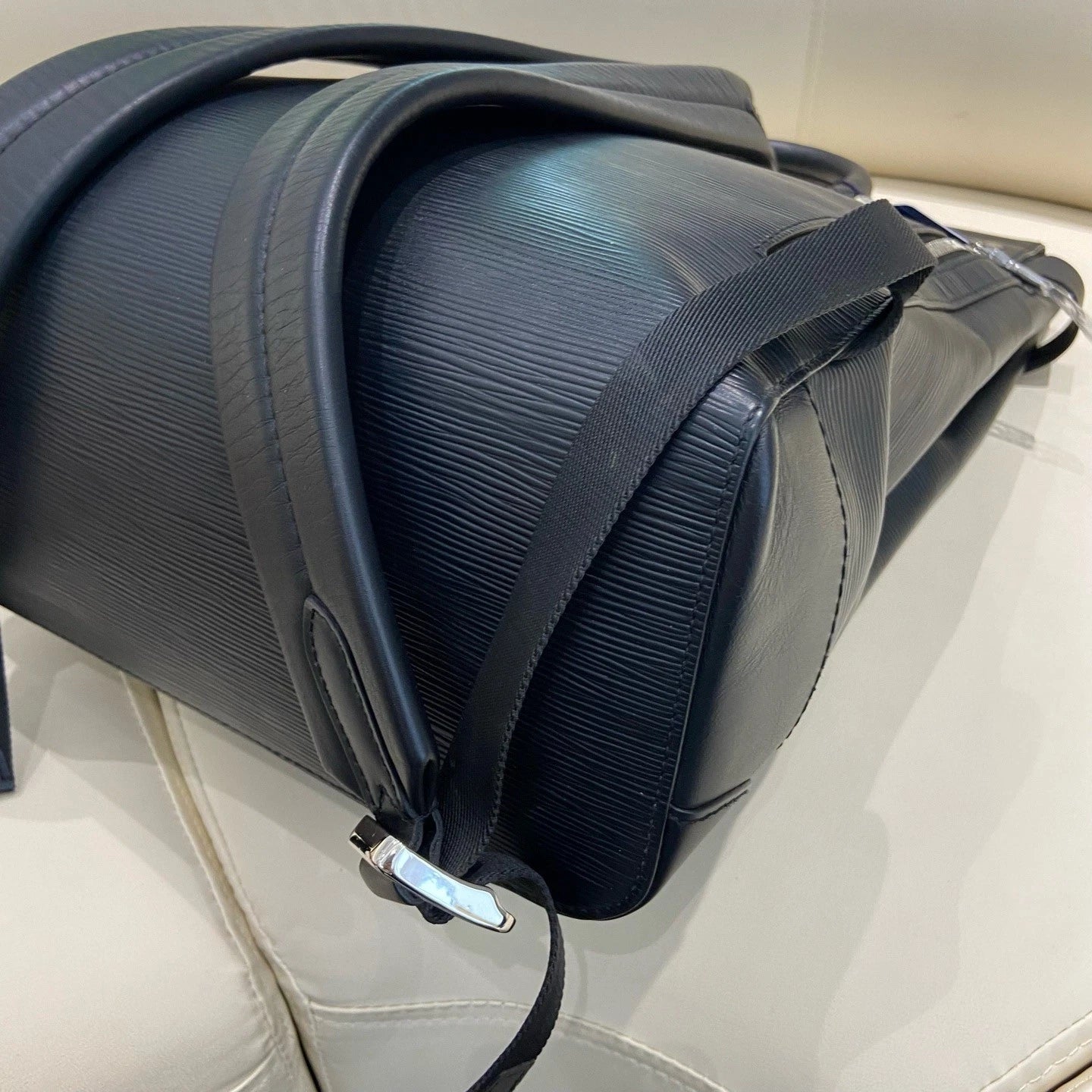 Louis Vuitton Steamer Epi Leather Black Handbag Backpack Silver Hardware