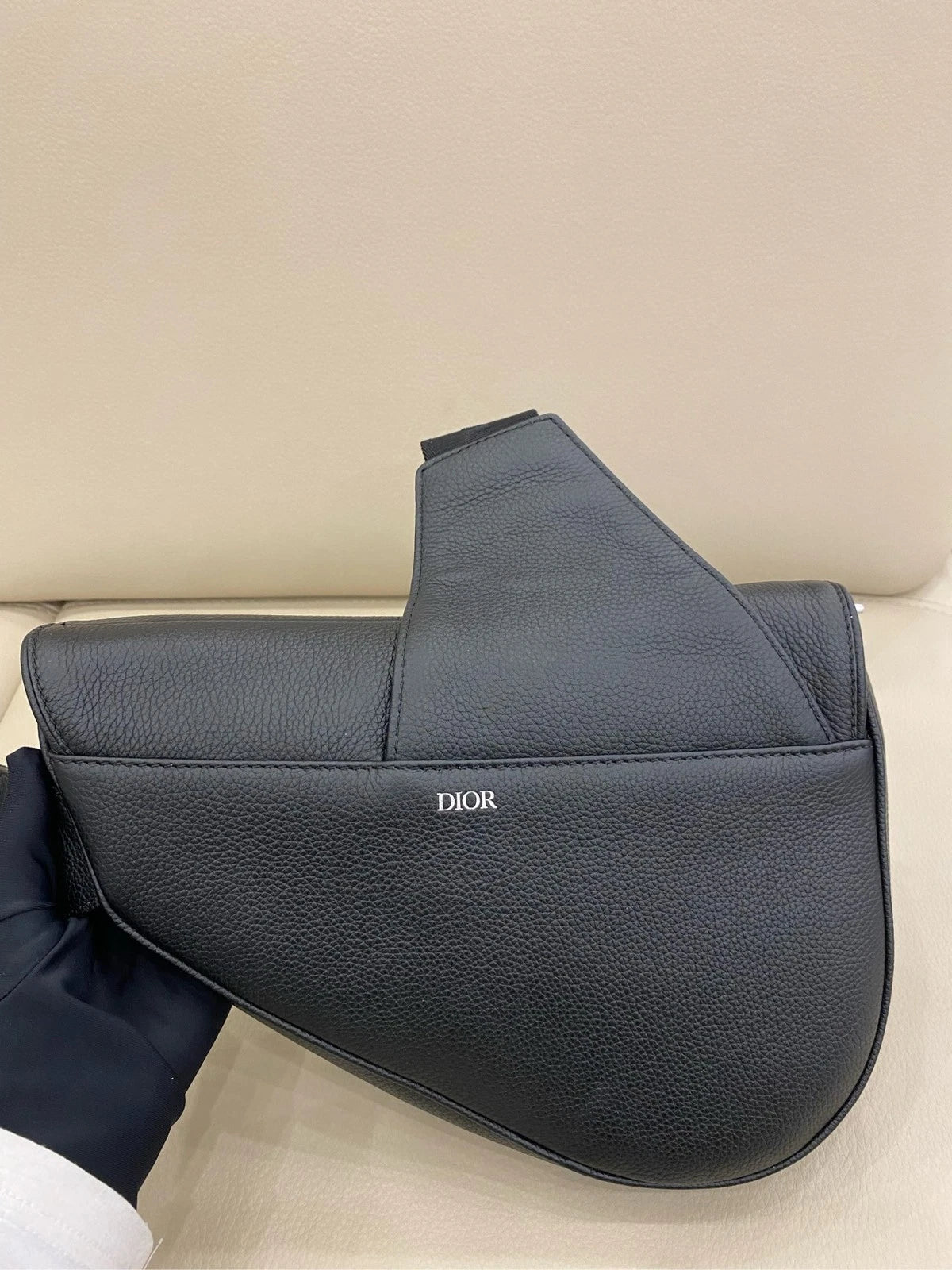 Dior Medium Saddle Black Calfskin Shoulder Bag For Women