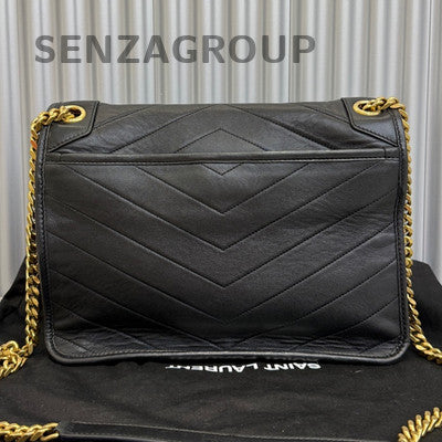 Saint Laurent NIKI Medium Black Leather Chain Crossbody Bag Unisex