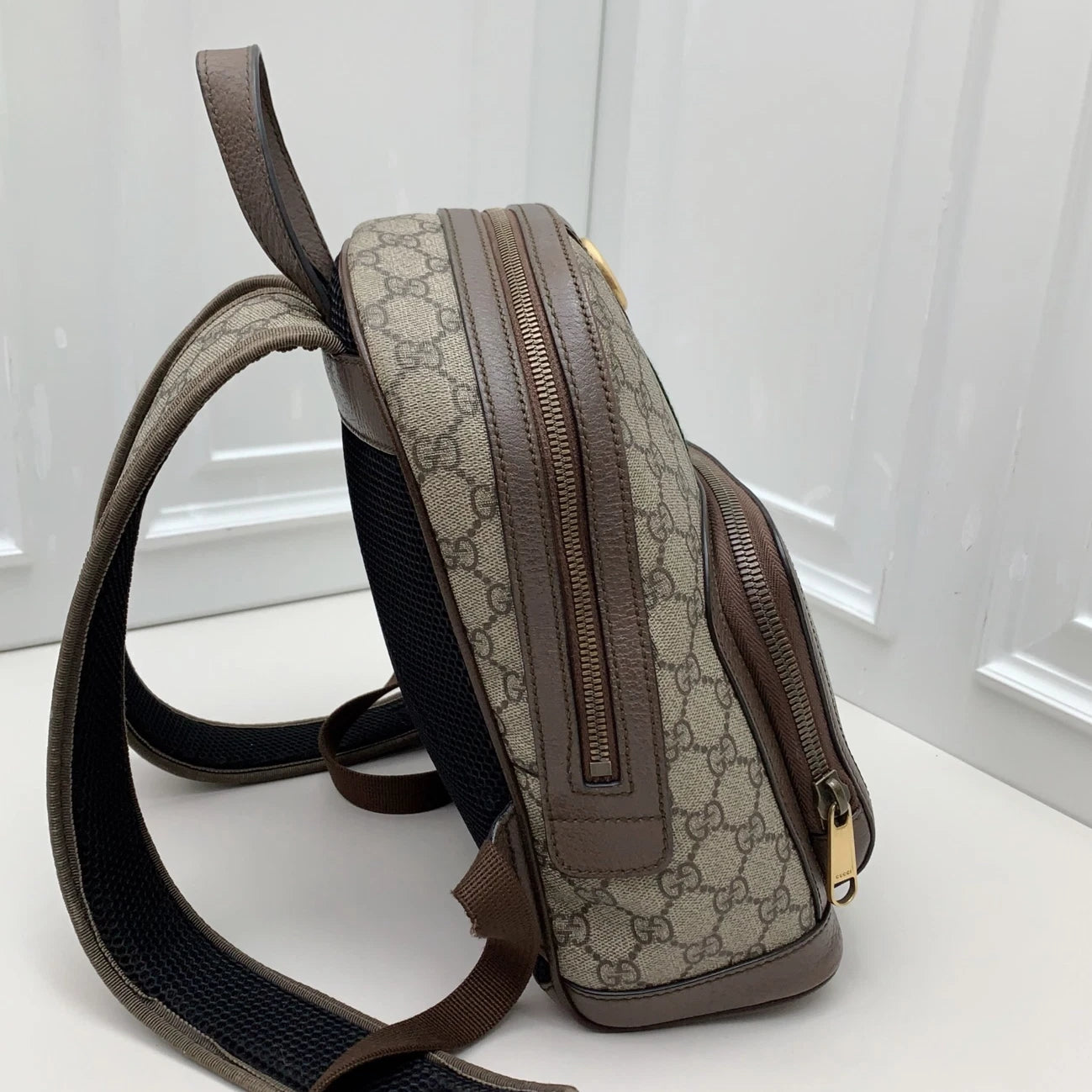 Gucci Ophidia Backpack Brown Beige Gold Unisex Adults Classic