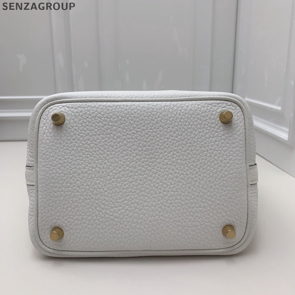 Hermes Picotin18 Top Handle Shoulder Bag White Gold Women Classic Fashion