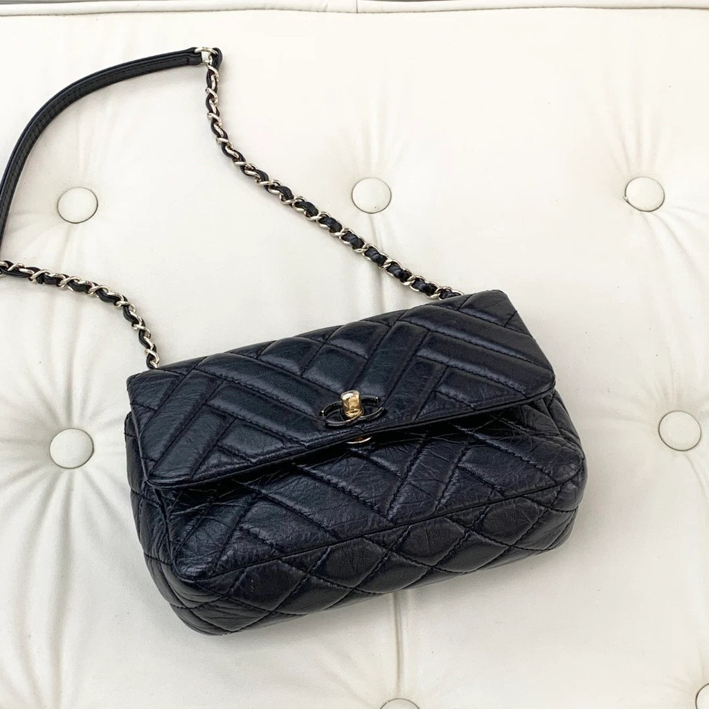 Chanel Classic Flap Mini Lambskin Shoulder Crossbody Bag Black Gold Women S