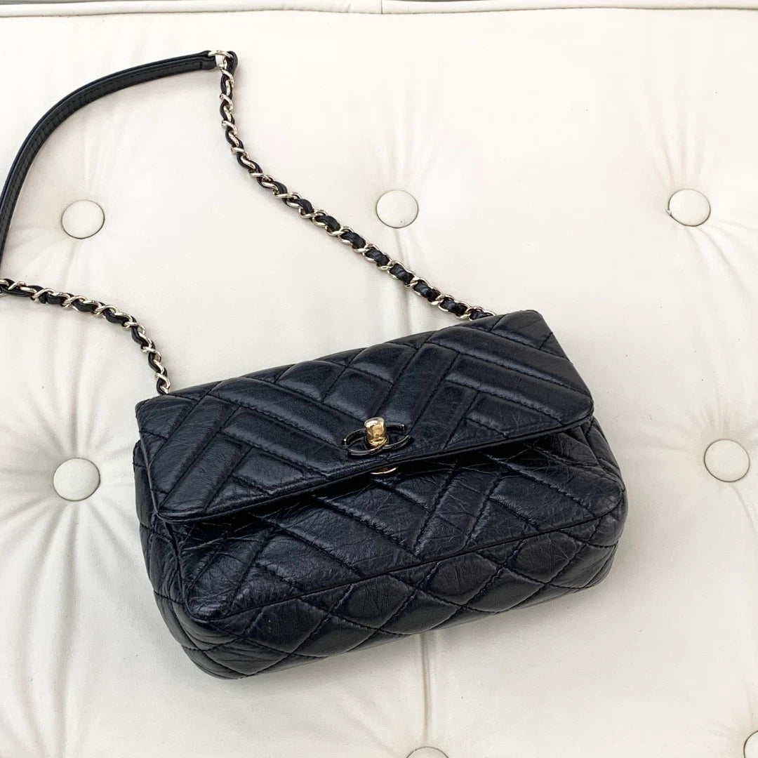 Chanel Classic Flap Mini Lambskin Shoulder Crossbody Bag Black Gold Women S