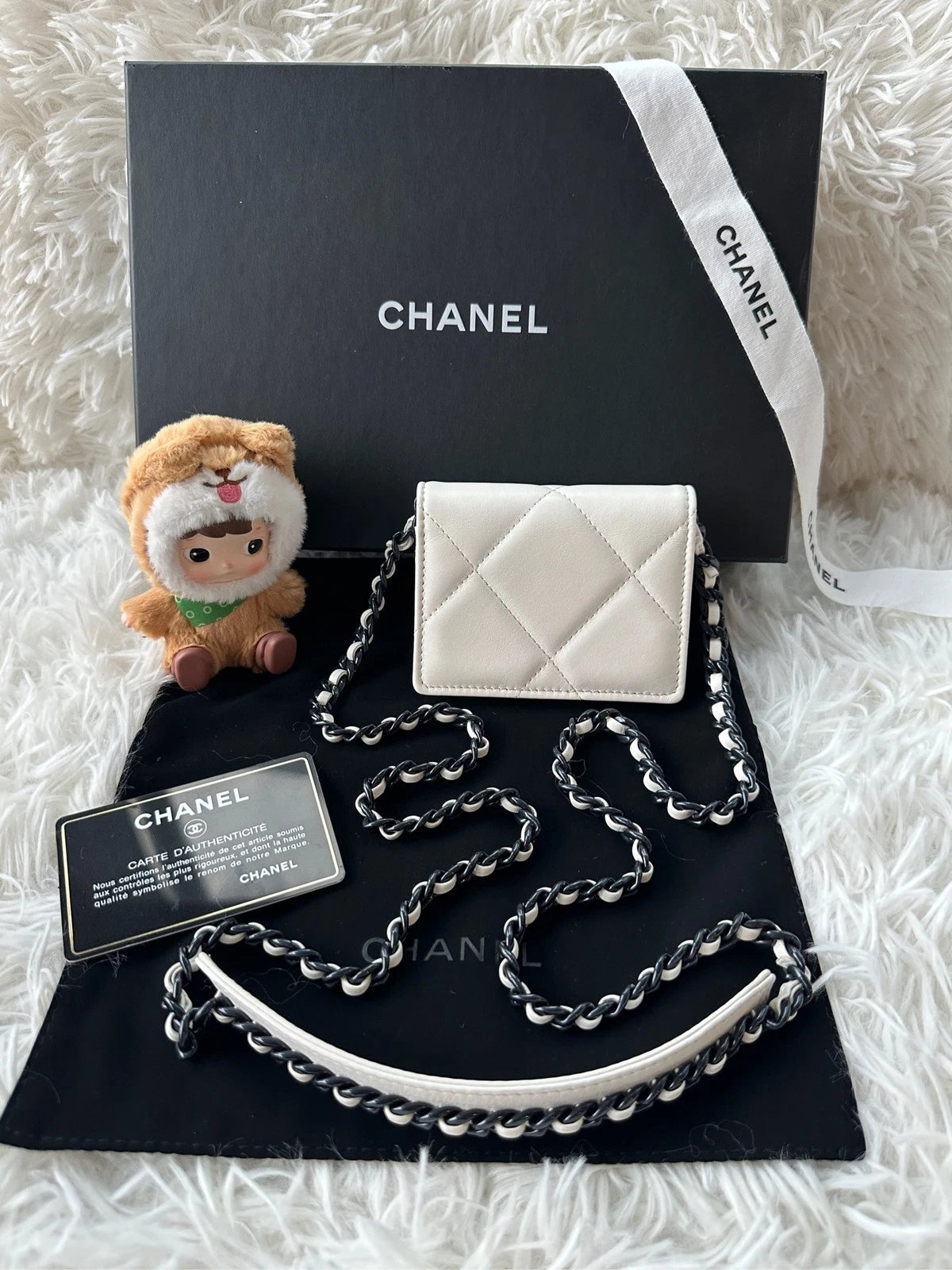 CHANEL 19 Mini Black White Panda Leather Crossbody For Women