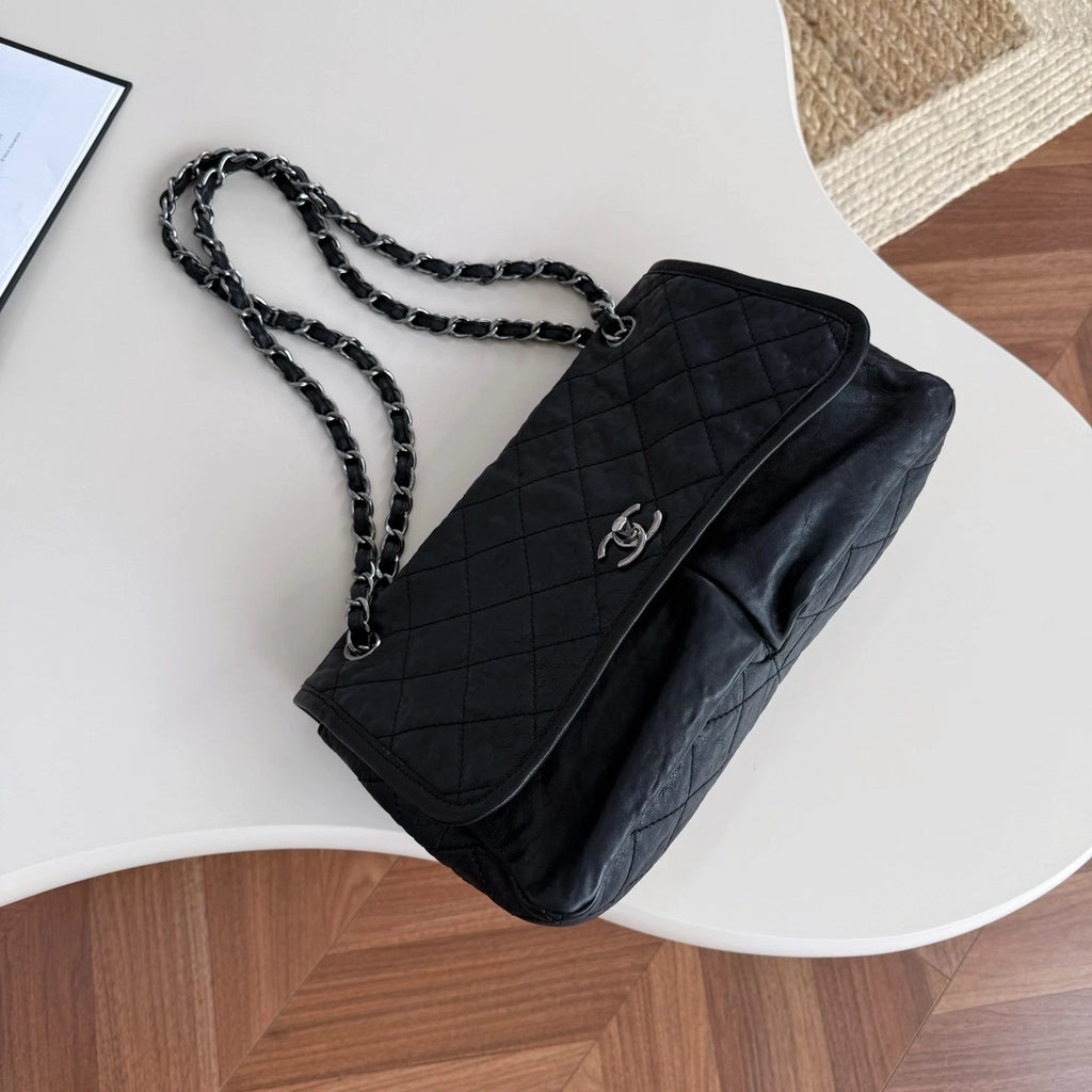 Chanel Airport Series Double Pocket Shoulder Bag Daily Crossbody Tote Black