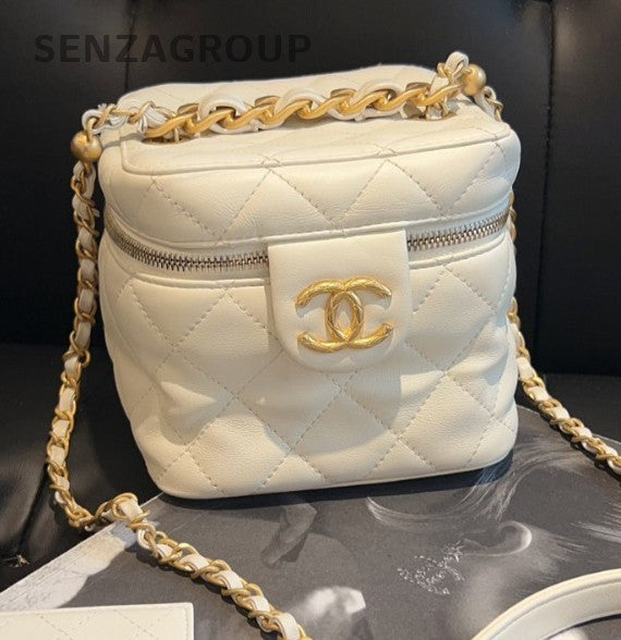 CHANEL 22S Box mini Chain Strap Crossbody bag White Gold Women
