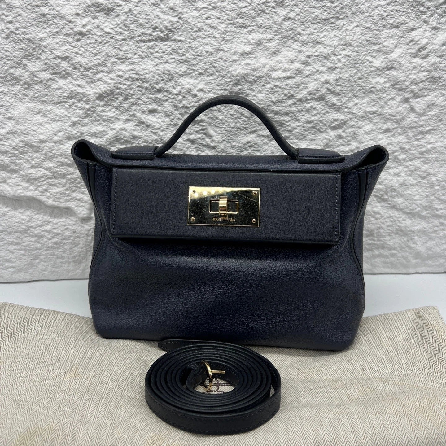 Hermes 2424 Mini Blue Leather Crossbody Bag For Women