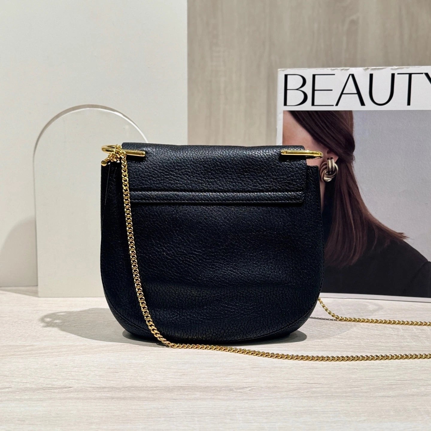 Chloe Black Leather Piglet Crossbody Bag For Women