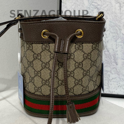 Gucci Ophidia Mini Bucket Bag Brown GG Supreme Crossbody Shoulder Bag